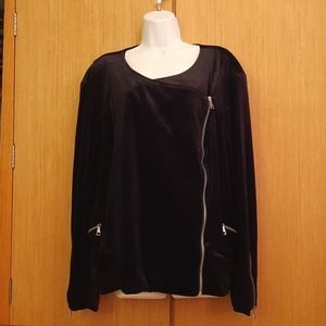 +SZ Lane Bryant SZ 26/28 Black Velour Moto Jacket.